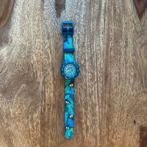Fill Flak EYE SEE U- Swatch Kids Watch with Blue and Green Jungle Design
